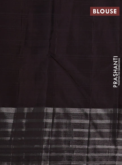 Pure soft silk saree mango yellow and coffee brown with zari woven buttas and silver zari woven border