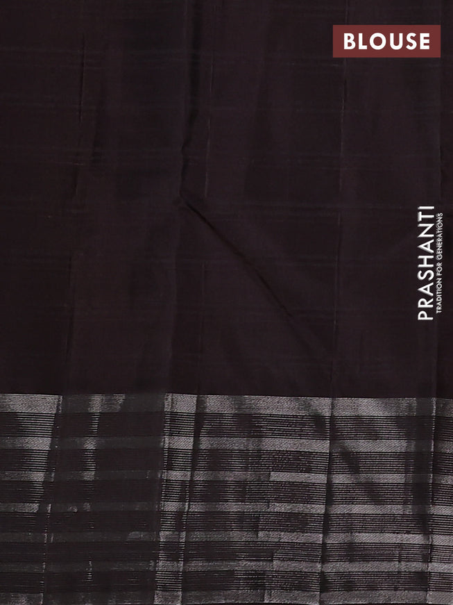 Pure soft silk saree mango yellow and coffee brown with zari woven buttas and silver zari woven border