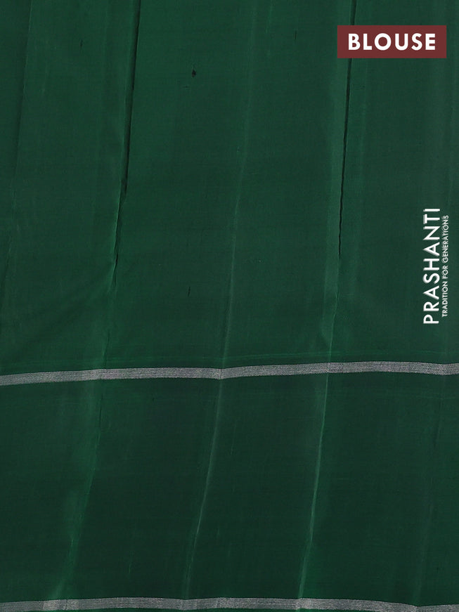 Pure soft silk saree cream and green with allover silver & gold zari woven butta weaves and long zari woven butta border