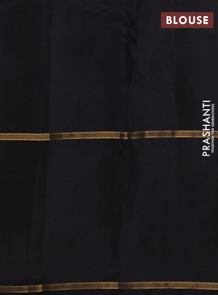 Pure soft silk saree magenta pink and black with allover zari woven strip pattern and long zari woven border