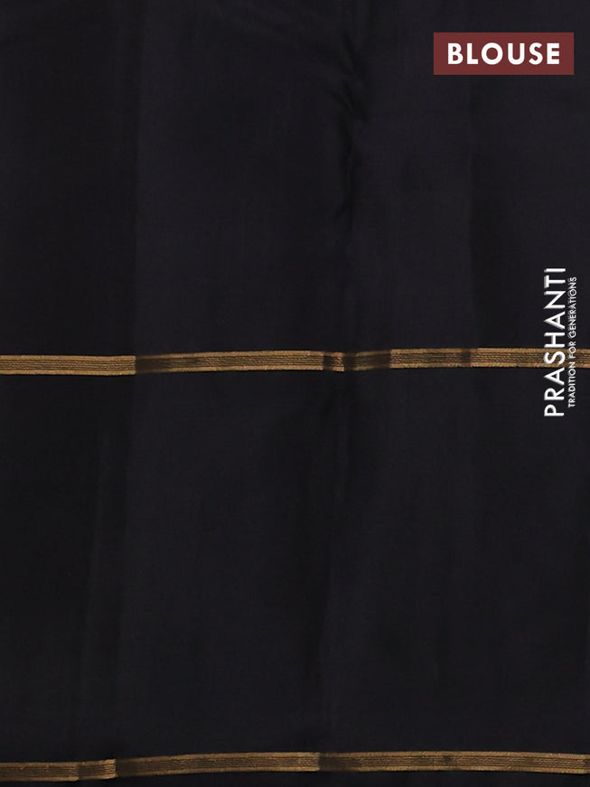 Pure soft silk saree magenta pink and black with allover zari woven strip pattern and long zari woven border