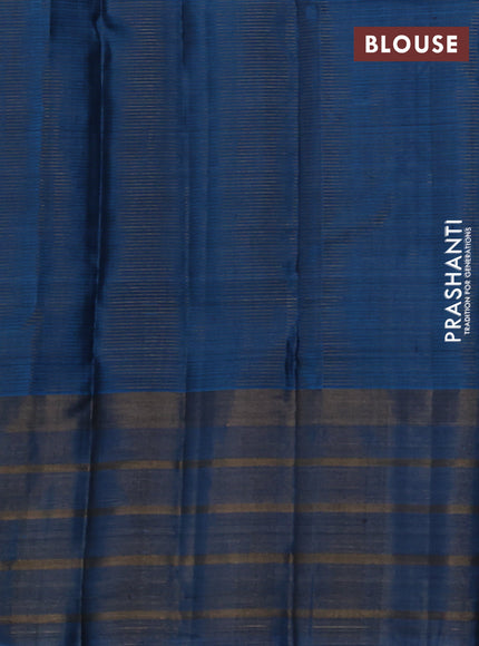 Pure soft silk saree blue and cs blue with allover small zari checked pattern and long zari woven border