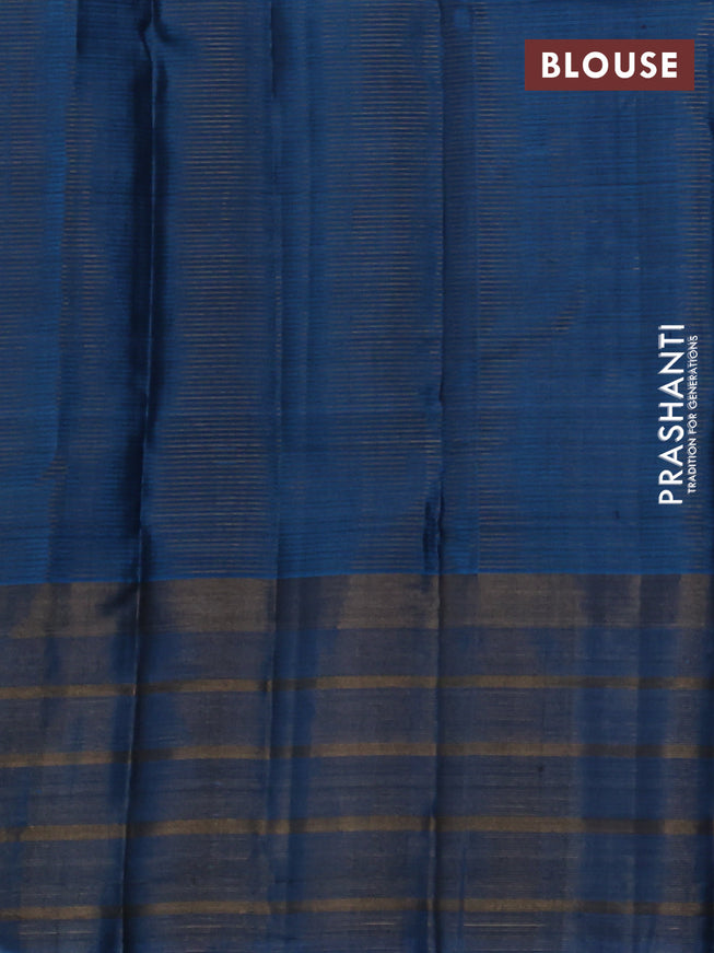 Pure soft silk saree blue and cs blue with allover small zari checked pattern and long zari woven border