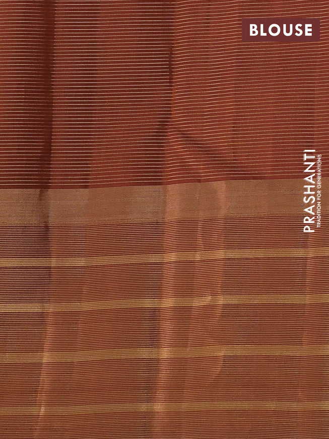 Pure soft silk saree sandal and brown with allover small zari checked pattern and long zari woven border