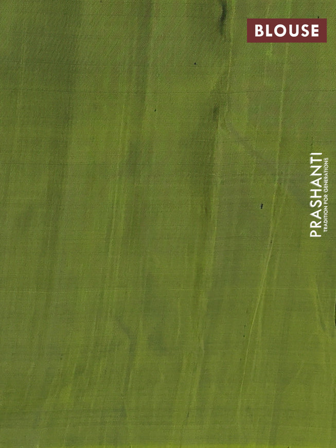 Pure soft silk saree dual shade of teal green and light green with allover zari woven strip pattern and long silver zari woven border