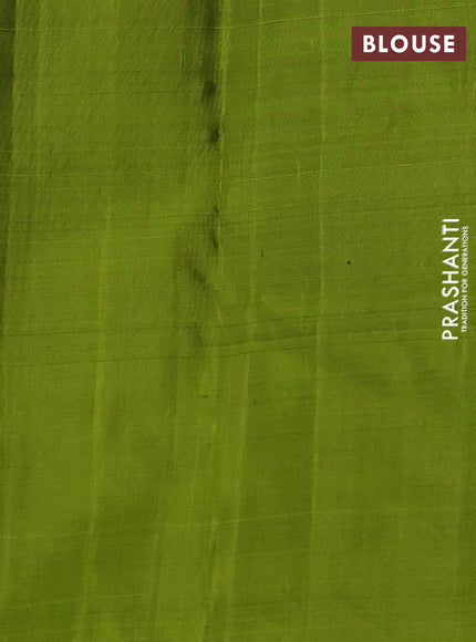 Pure soft silk saree bottle green and light green with allover zari woven strip pattern and long silver zari woven border
