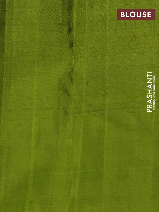 Pure soft silk saree bottle green and light green with allover zari woven strip pattern and long silver zari woven border