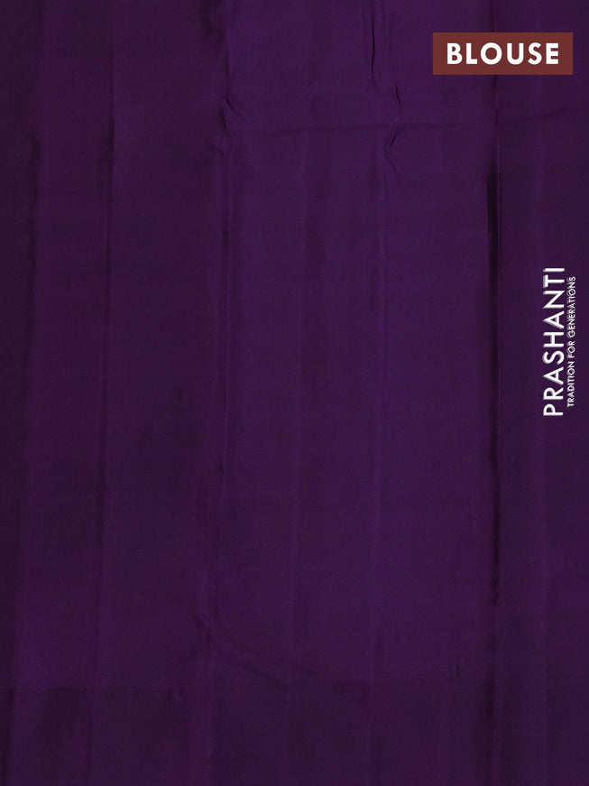 Pure soft silk saree grey shade and purple with allover zari woven strip pattern and long silver zari woven border