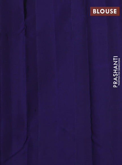 Pure soft silk saree blue with allover zari waves & buttas in borderless style