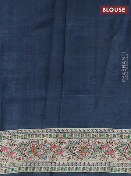 Printed silk saree grey and cream with allover bandhani prints and madhubani printed pallu & border