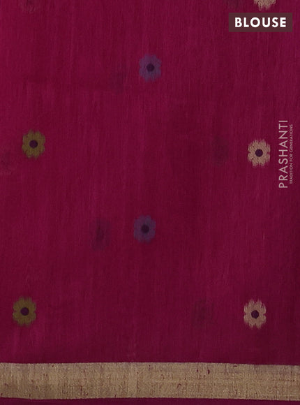 Jute saree pink with floral thread woven buttas and jamdhani pallu