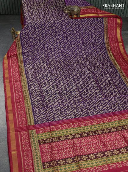 Rajkot patola silk saree purple and red with allover ikat weaves and zari woven border