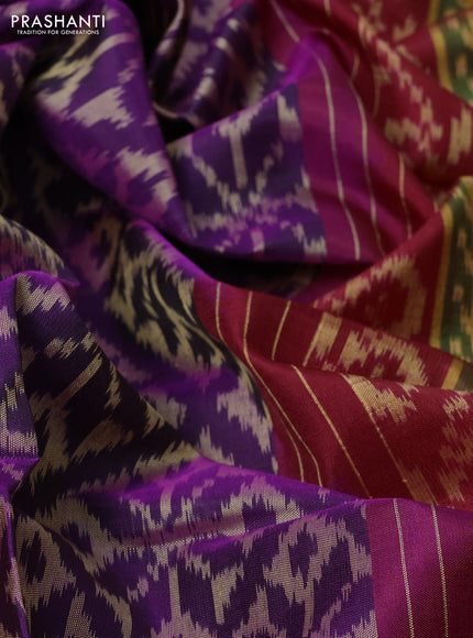 Rajkot patola silk saree purple and red with allover ikat weaves and zari woven border