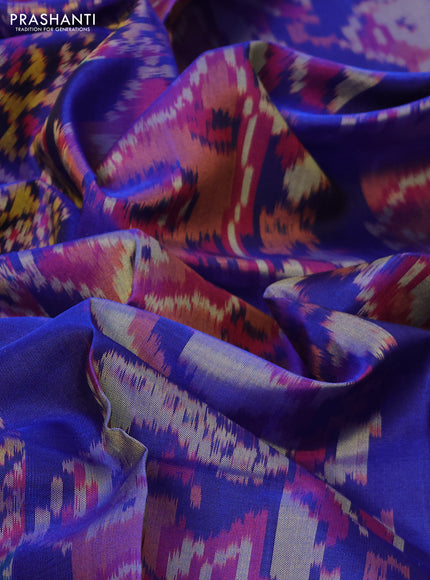 Rajkot patola silk saree blue and purple with allover ikat weaves and zari woven border
