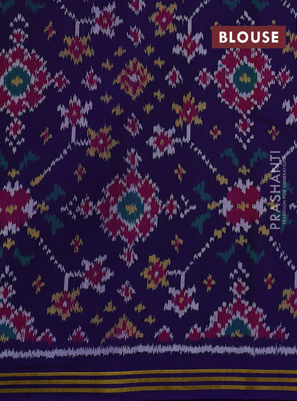 Rajkot patola silk saree pink and navy blue with plain body and long ikat woven border