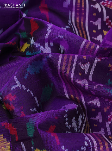 Rajkot patola silk saree violet with allover patola weaves and ikat woven border