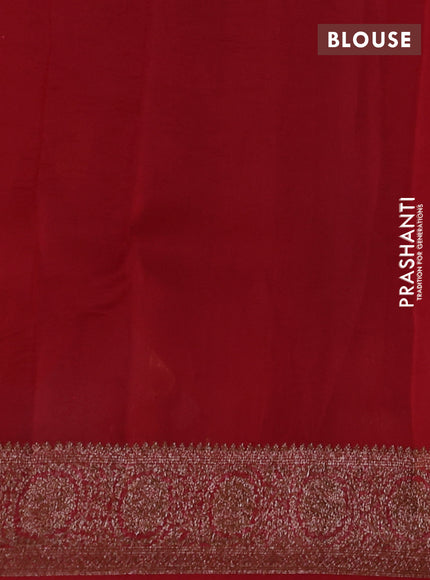 Banarasi organza silk saree deep maroon and red with woven buttas and woven border