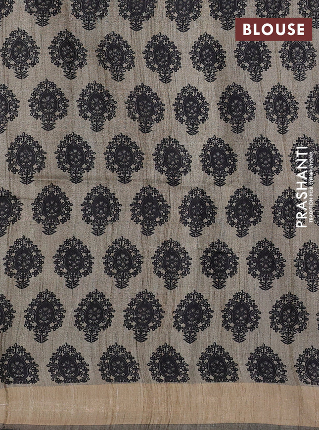 Pure dupion silk saree mustard yellow and beige with plain body and madhubani printed pallu & blouse