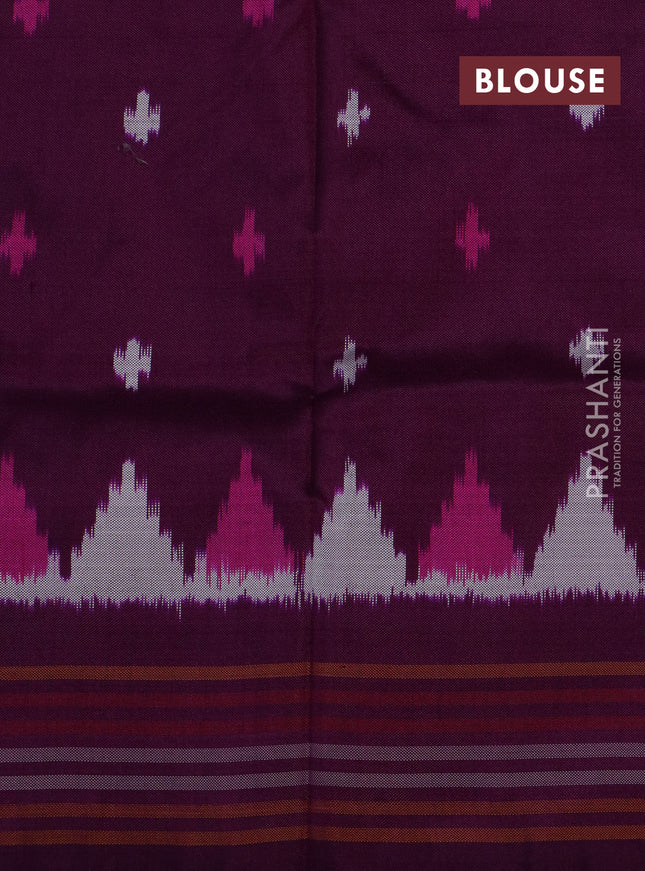 Pochampally silk saree off white and purple with allover ikat weaves and simple border