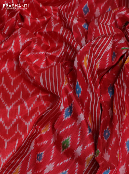 Pochampally silk saree red with allover ikat weaves and simple border