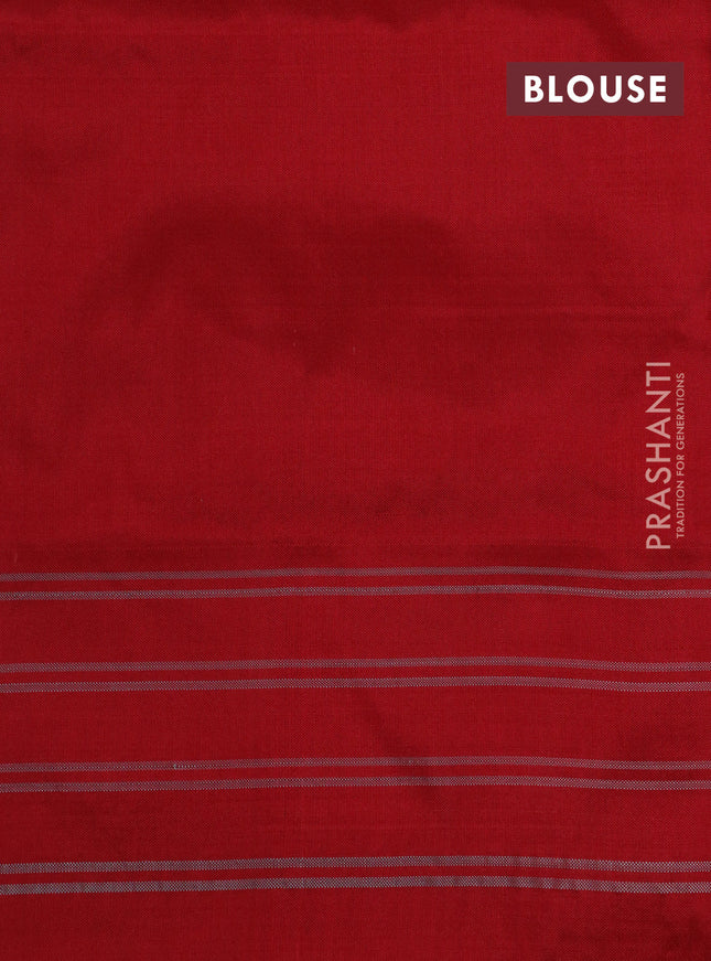 Pochampally silk saree red with allover ikat weaves and simple border