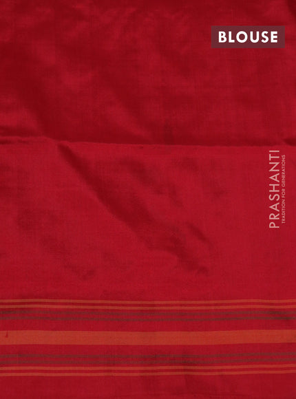 Pochampally silk saree red with allover ikat weaves and simple border