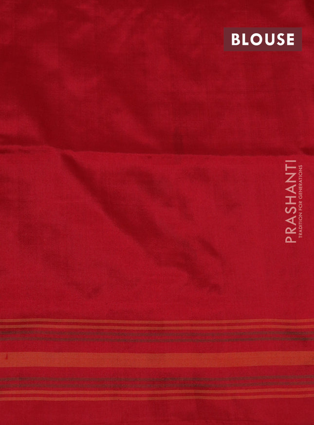 Pochampally silk saree red with allover ikat weaves and simple border
