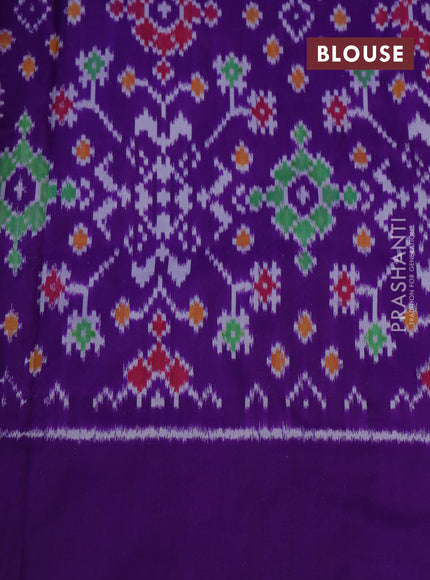 Pochampally silk saree teal green and violet with ikat butta weaves and ikat woven border