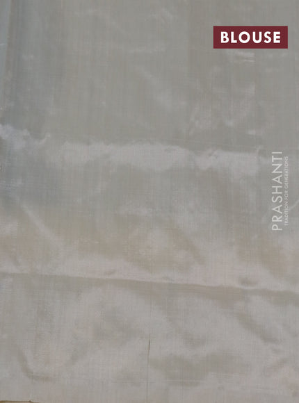 Pochampally silk saree green and cream with ikat butta weaves and ikat woven border