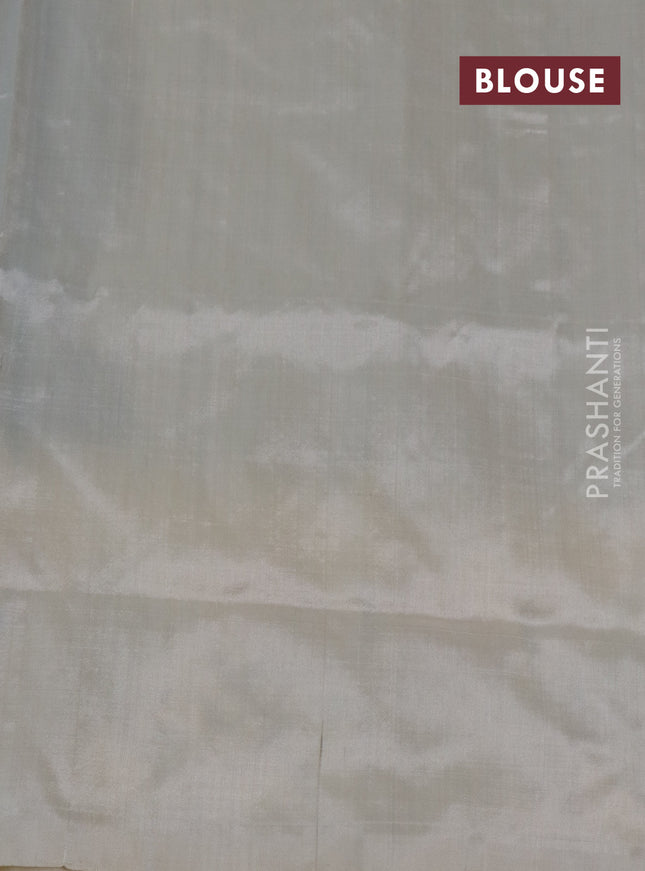 Pochampally silk saree green and cream with ikat butta weaves and ikat woven border