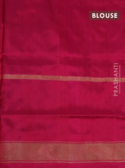 Pochampally silk saree grey and pink with allover ikat weaves and long ikat woven zari border