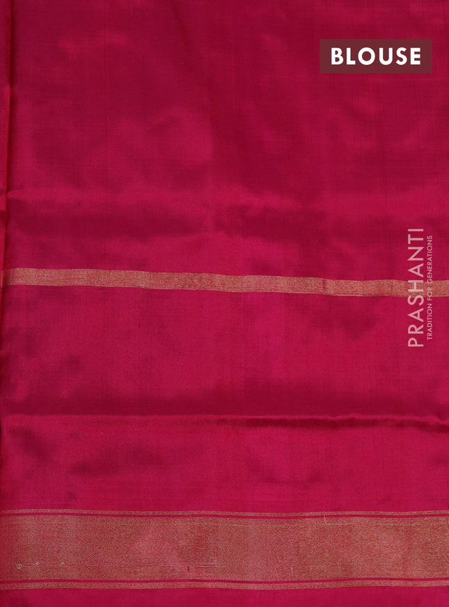 Pochampally silk saree grey and pink with allover ikat weaves and long ikat woven zari border