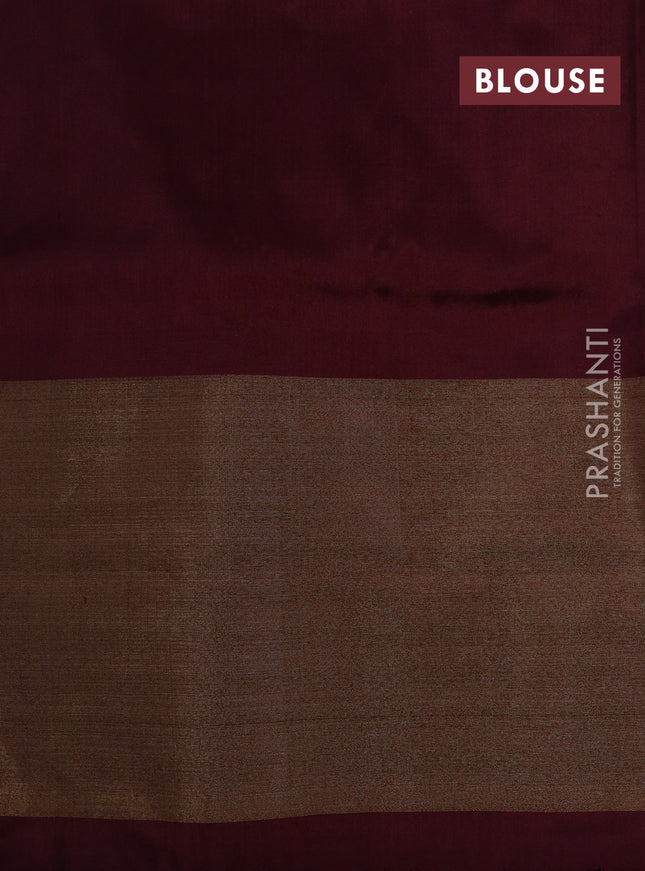 Pochampally silk saree off white and wine shade with ikat butta weaves and long ikat woven border