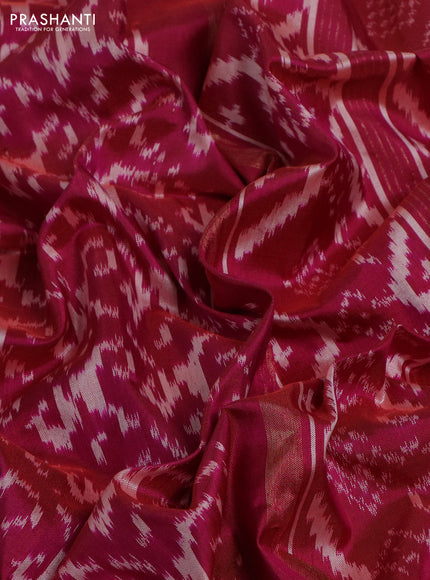 Pochampally silk saree magenta pink with allover ikat weaves and zari woven border