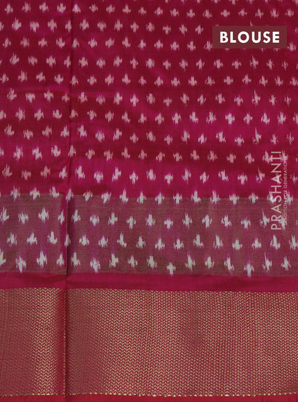 Pochampally silk saree magenta pink with allover ikat weaves and zari woven border