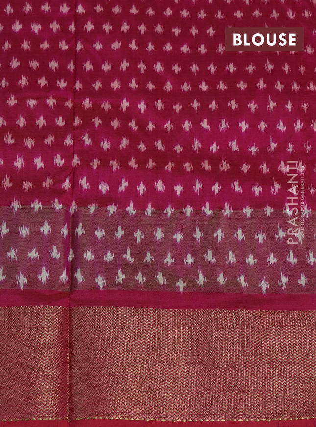 Pochampally silk saree magenta pink with allover ikat weaves and zari woven border