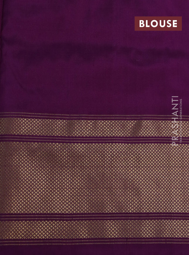 Pochampally silk saree cs blue and purple with allover ikat weaves and long zari woven border