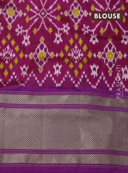 Pochampally silk saree magenta pink and purple with allover ikat weaves and long zari woven border