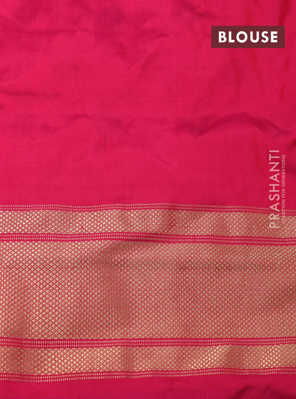 Pochampally silk saree off white and pink with allover ikat weaves and long zari woven border