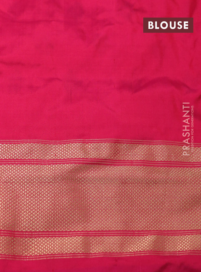Pochampally silk saree off white and pink with allover ikat weaves and long zari woven border