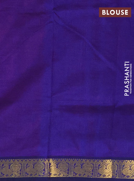 Silk Cotton saree pink and blue with plain body and zari woven border