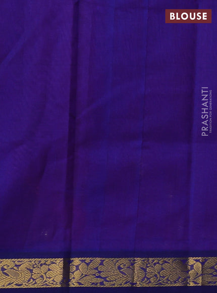 Silk Cotton saree pink and navy blue with plain body and zari woven border