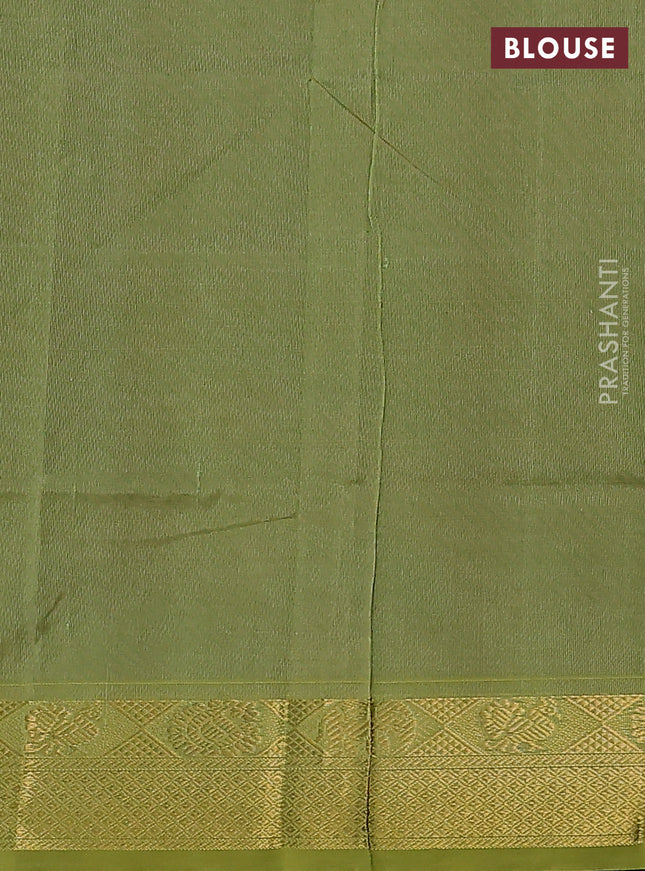 Silk Cotton saree wine shade and pista green with plain body and zari woven border