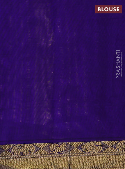 Silk Cotton saree dual shade of pink and blue with plain body and zari woven border