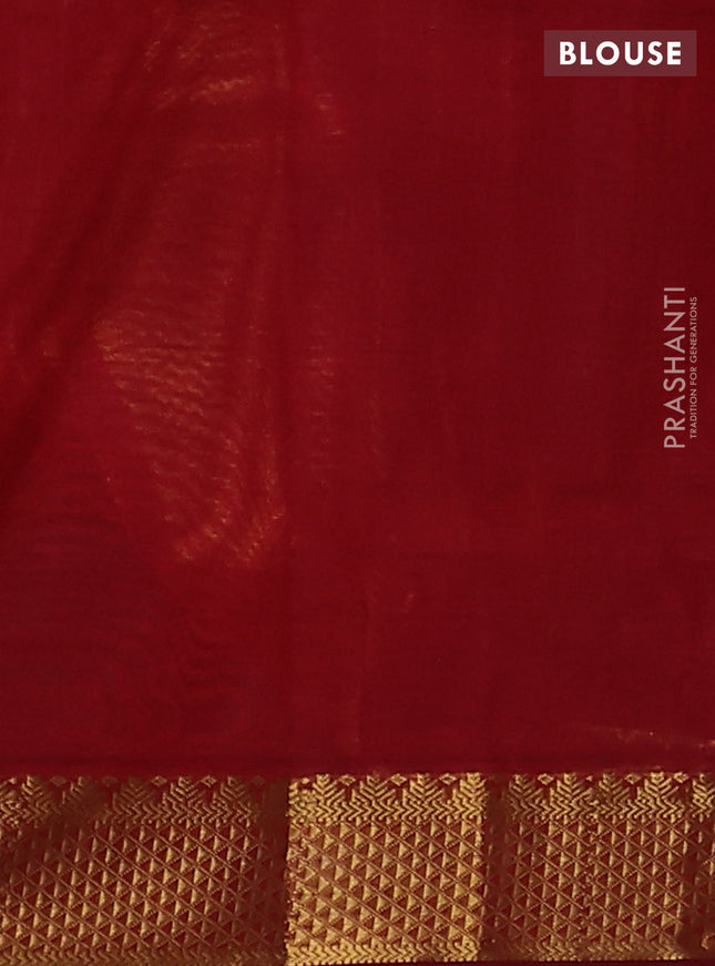 Silk Cotton saree grey and maroon with plain body and zari woven border
