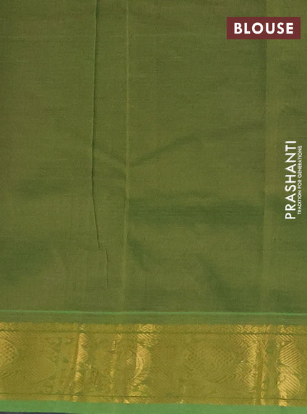 Silk Cotton saree purple and light green with plain body and zari woven border