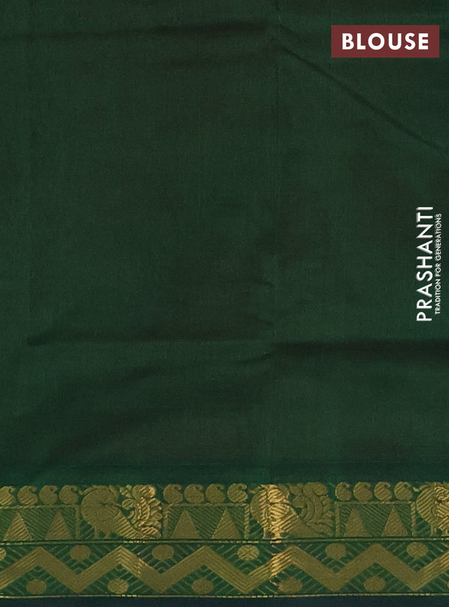 Silk Cotton saree red and green with plain body and zari woven border