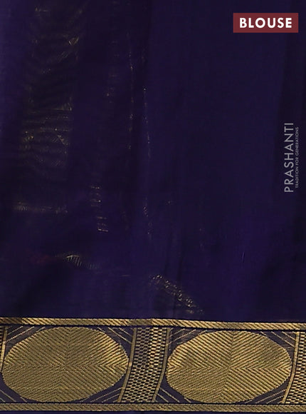 Silk Cotton saree pink shade and navy blue with plain body and rudhraksha zari woven border
