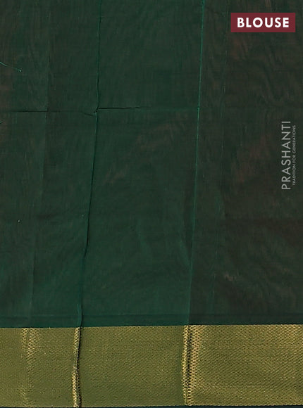 Silk Cotton saree peach pink and green with plain body and zari woven border