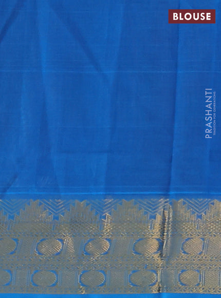 Silk Cotton saree maroon and cs blue with plain body and zari woven border